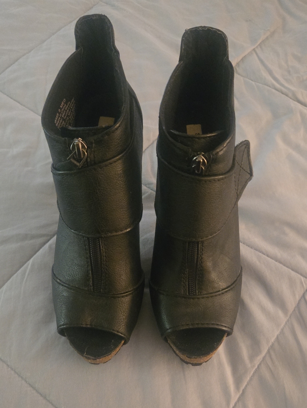 Simply Vera Vera Wang Black Peep-Toe Wedge Booties